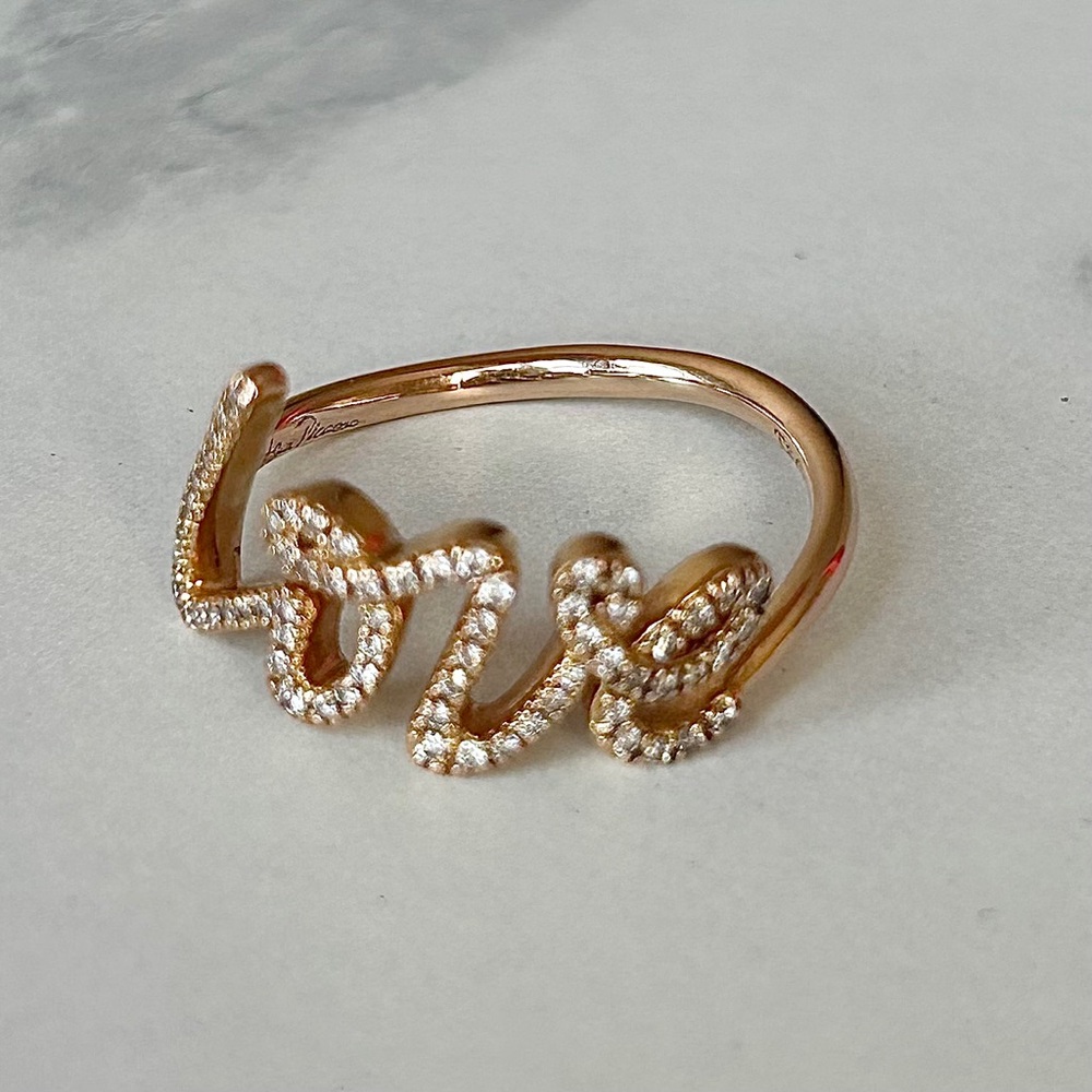 Tiffany & Co. 18k Rose Gold Graffiti Love Diamond Ring by Paloma Picasso, Size 7